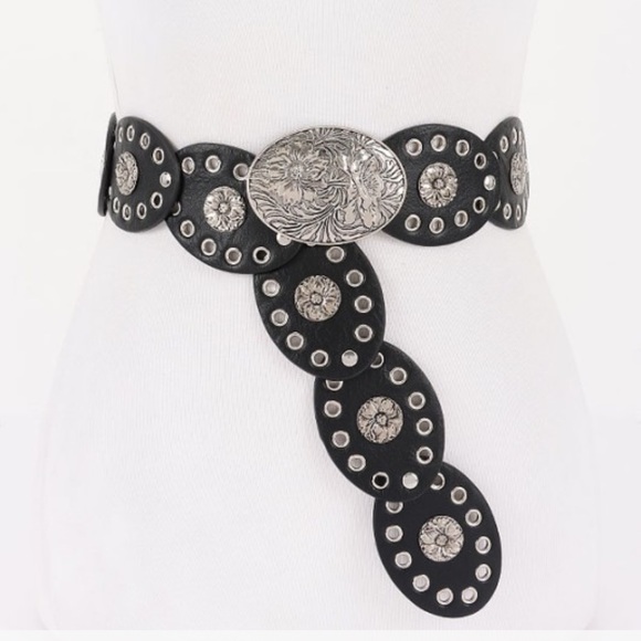 ShopEvelynne Black and Silver Women's Belt - Picture 1 of 2